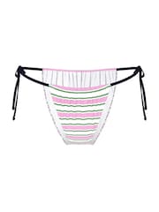 Victoria's Secret PINK Pink and Green Stripe Tie Side Cheeky Bikini Bottoms - Image 3 of 3