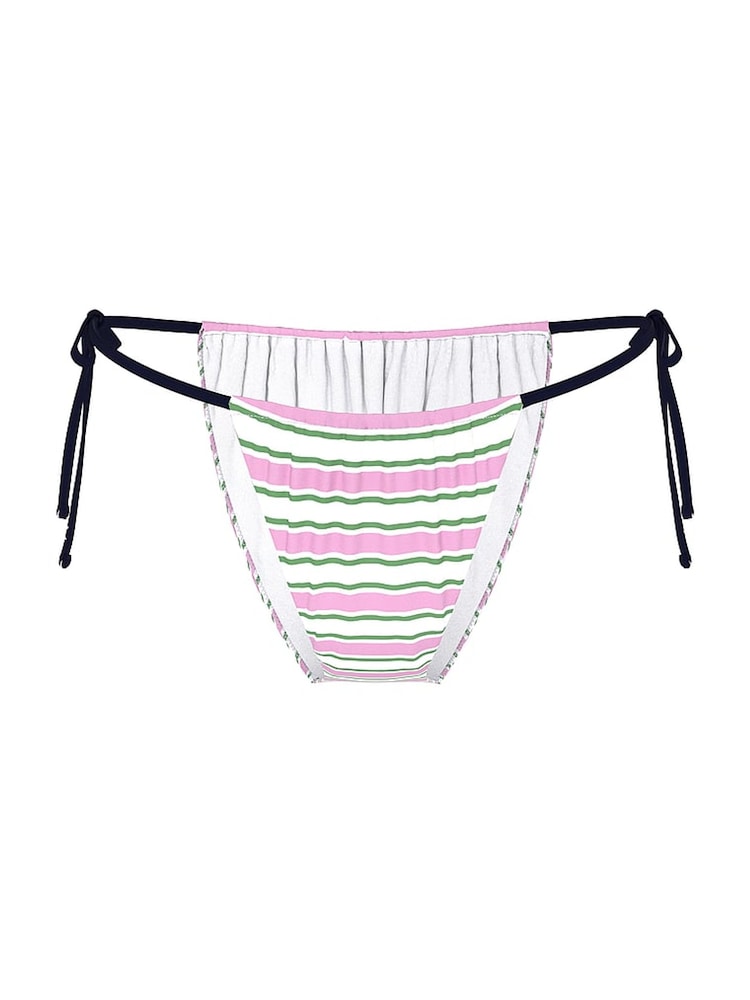Victoria's Secret PINK Pink and Green Stripe Tie Side Cheeky Bikini Bottoms - Image 3 of 3