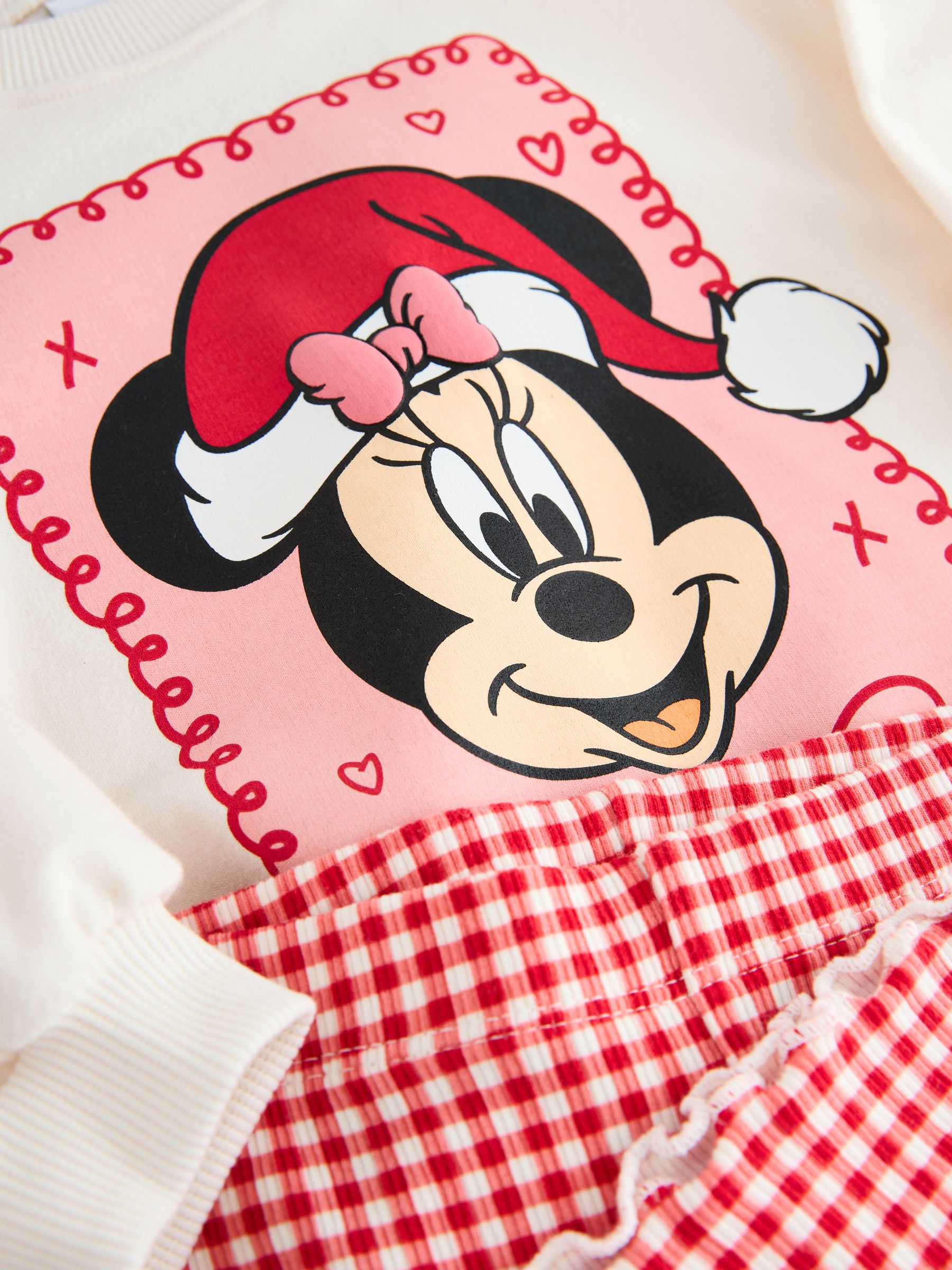 minnie  パジャマ×シュシュ Buy Ecru/Red Minnie Mouse Christmas Long Sleeve Top and Flare Set