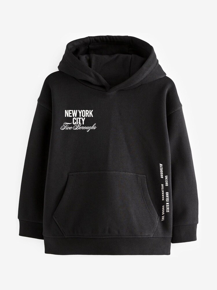 Black New York City Long Sleeved Relaxed Slogan Hoodie (3-16yrs) - Image 1 of 1
