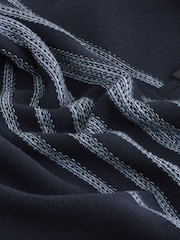 Navy Blue Regular Fit Essential Chest Block Stripe Quarter Zip Neck Jumper - Image 6 of 7