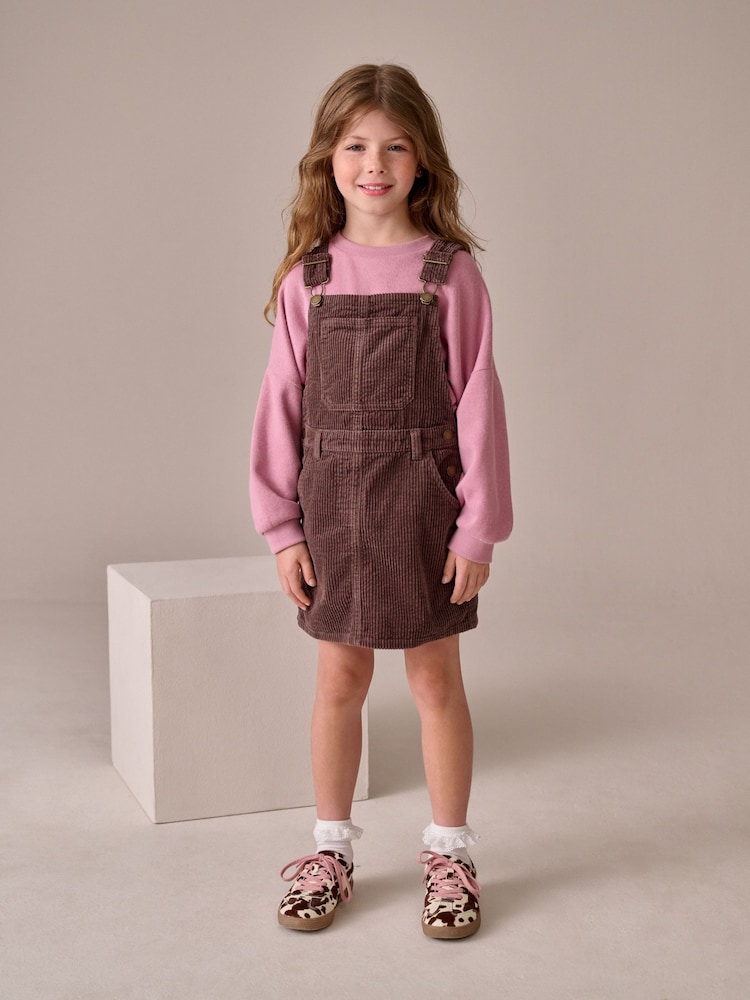 Mink Brown Cord Pinafore Dress (3-16yrs) - Image 1 of 9