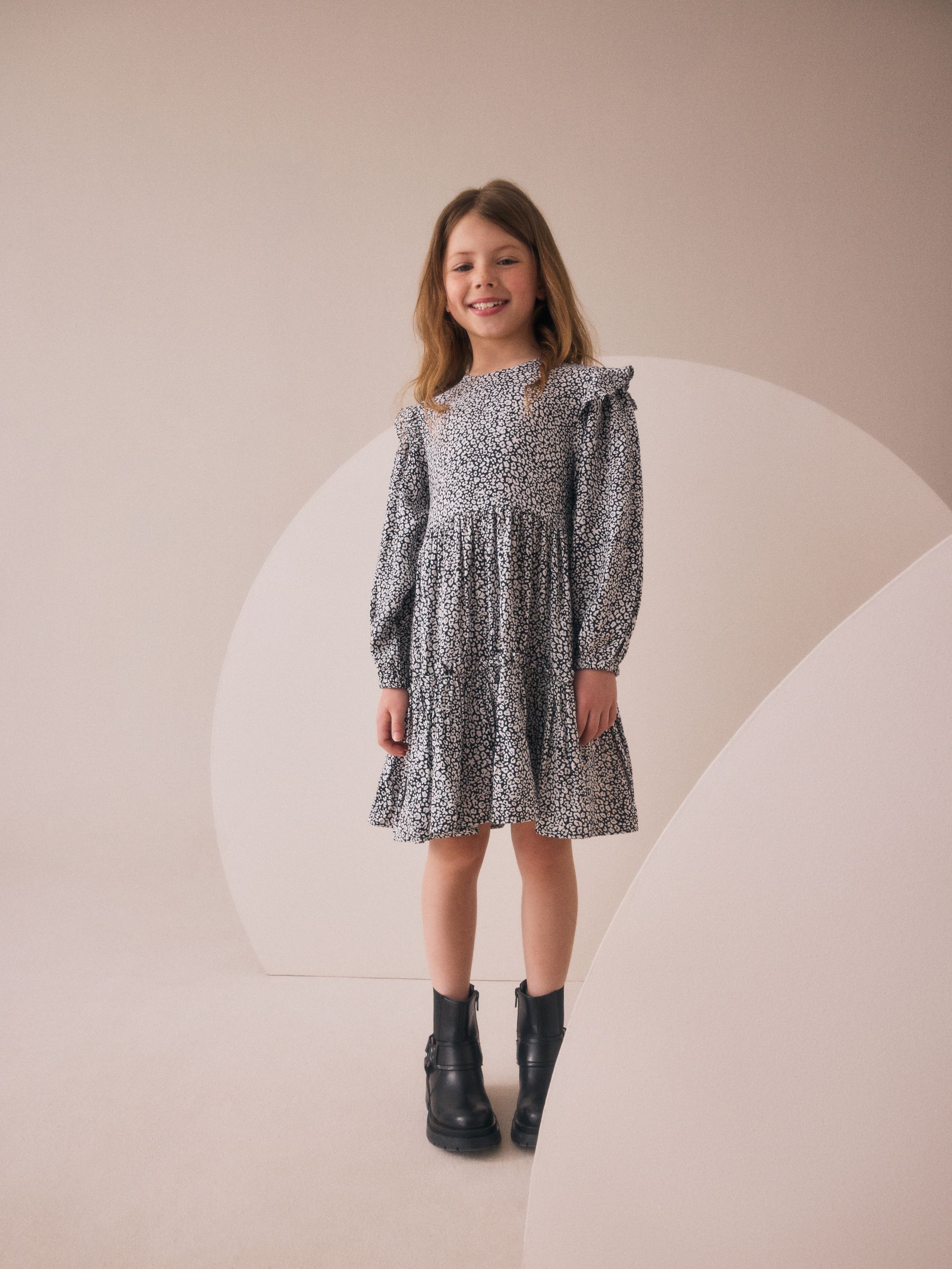 white and black ruffle dress Catalina Tiered Ruffle Mini Dress Black/White