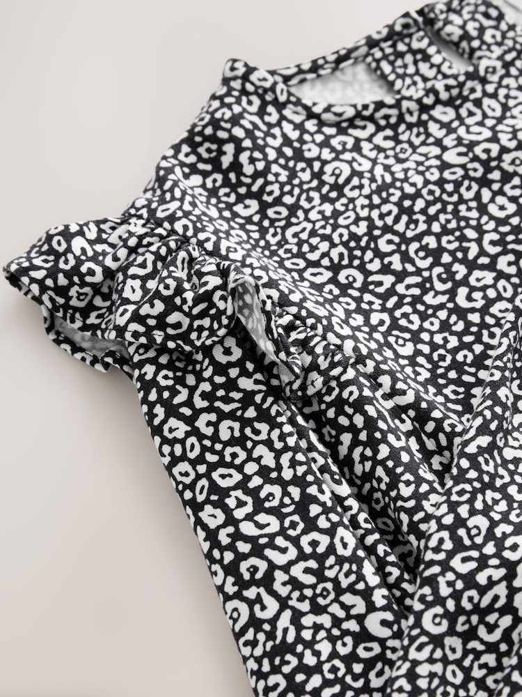 Black/White Long Sleeve Ruffle Dress (3-16yrs) - Image 8 of 8
