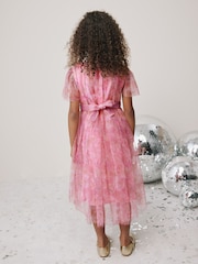 Pink Floral Mesh Prom Dress (3-16yrs) - Image 3 of 8