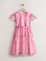 Pink Floral Mesh Prom Dress (3-16yrs) - Image 5 of 8