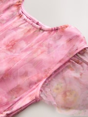 Pink Floral Mesh Prom Dress (3-16yrs) - Image 7 of 8