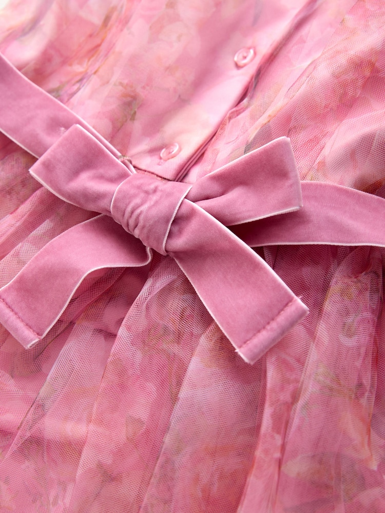 Pink Floral Mesh Prom Dress (3-16yrs) - Image 8 of 8