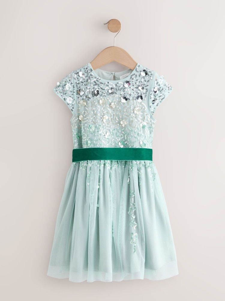 Robe De Fête Fille Baby Gap Vert Menthe à Paillettes - Tulle - Taille 5 Ans - Neuf Sans étiquette