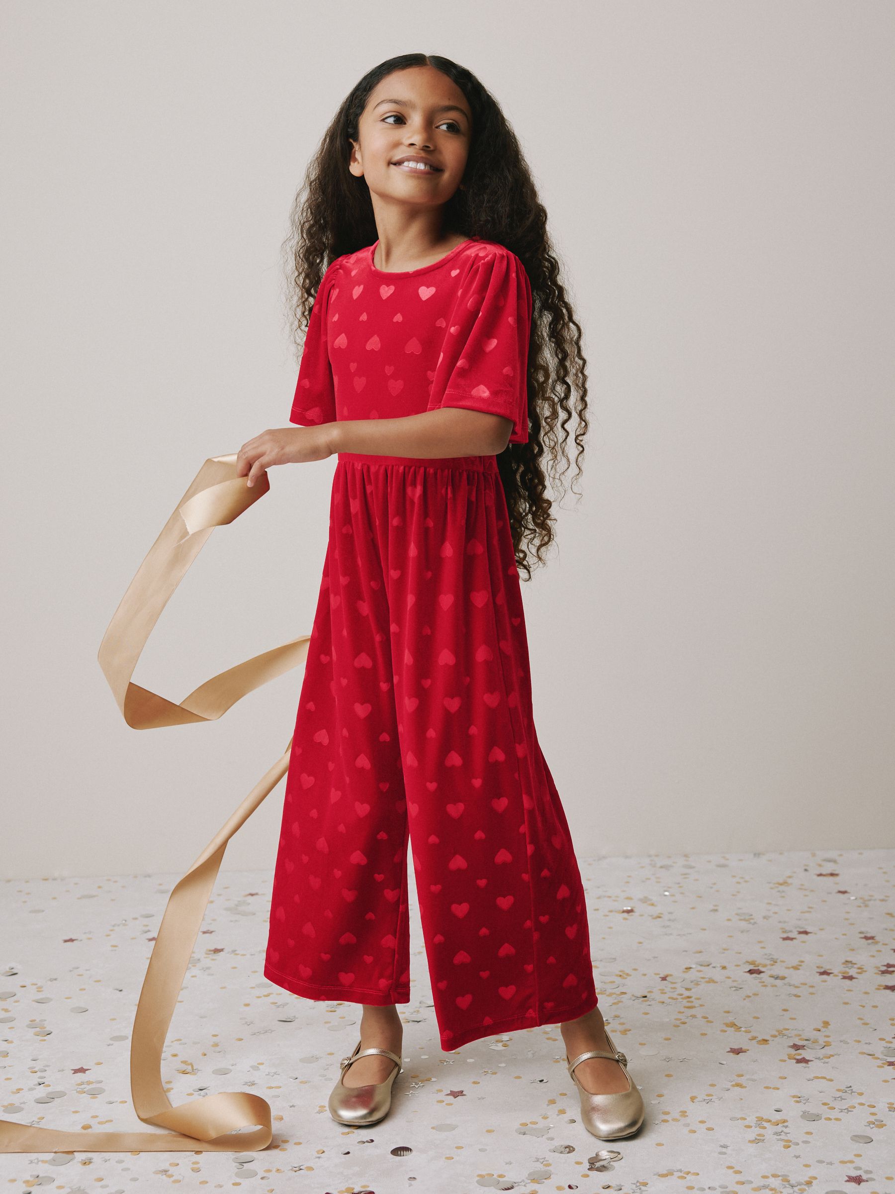 Buy Red Heart Embossed Velour Jumpsuit (3-16yrs) from Next Romania
