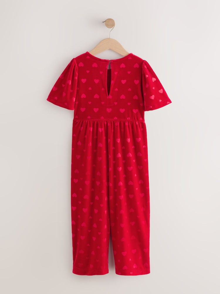 Red Heart Embossed Velour Jumpsuit (3-16yrs) - Image 2 of 4
