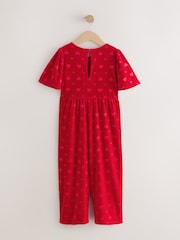 Rojo - Heart Embossed Velour Jumpsuit (3-16yrs) - Imagen 6 de 8
