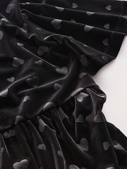 Black Heart Embossed Velour Jumpsuit (3-16yrs) - Image 3 of 4