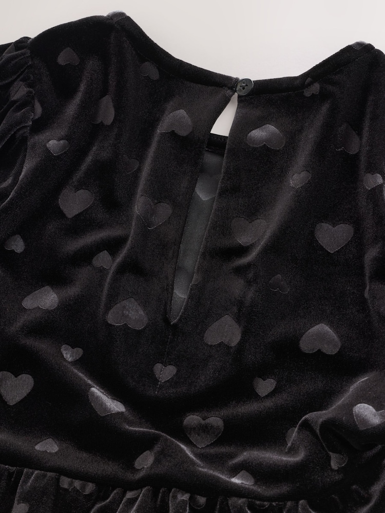 Black Heart Embossed Velour Jumpsuit (3-16yrs) - Image 4 of 4