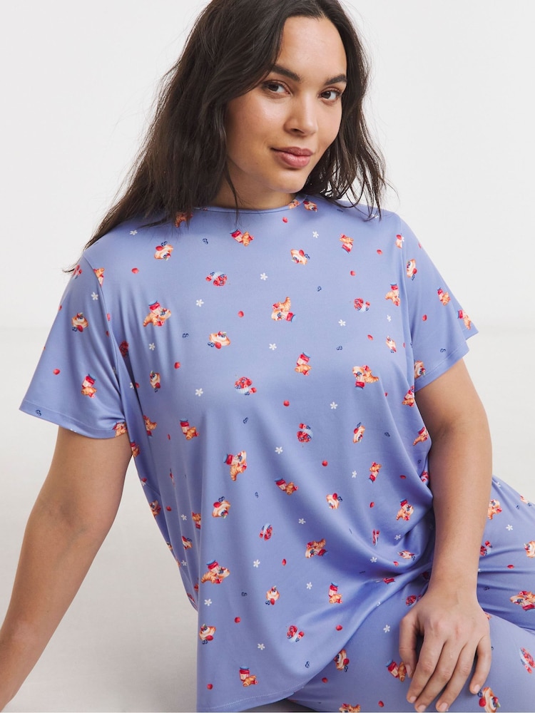 Simply Be Blue Chilli Print 100% Cotton Pyjamas Set - Image 1 of 4