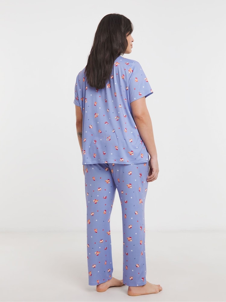 Simply Be Blue Chilli Print 100% Cotton Pyjamas Set - Image 2 of 4