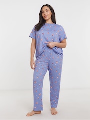 Simply Be Blue Chilli Print 100% Cotton Pyjamas Set - Image 4 of 4