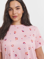 Simply Be Pink Graphic T-Shirt Pyjamas Shorts Set - Image 3 of 4