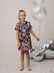 Multi Bright Floral Sequin Shift Dress (3-16yrs) - Image 4 of 4