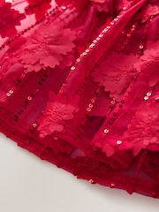 Red Mesh Flower Sequin Party Dress (3-16yrs) - Image 7 of 7