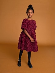 Rojo baya - Vestido de vestir con motivos florales en 3D (3-16 años) - Imagen 1 de 11