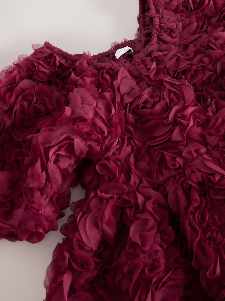 Rojo baya - Vestido de vestir con motivos florales en 3D (3-16 años) - Imagen 11 de 11