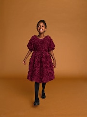 Rojo baya - Vestido de vestir con motivos florales en 3D (3-16 años) - Imagen 7 de 11