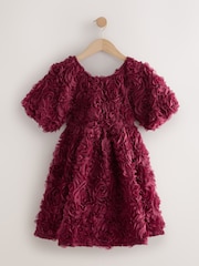 Rojo baya - Vestido de vestir con motivos florales en 3D (3-16 años) - Imagen 9 de 11