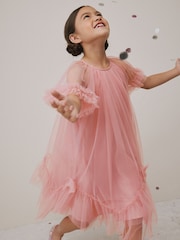 Pink Mesh Bow Occasion Dress (3-16yrs) - Image 4 of 9