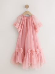 Pink Mesh Bow Occasion Dress (3-16yrs) - Image 6 of 9