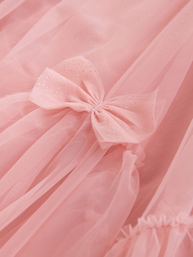 Pink Mesh Bow Occasion Dress (3-16yrs) - Image 9 of 9