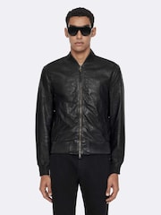 AllSaints Black Trent Bomber Jacket - Image 1 of 8