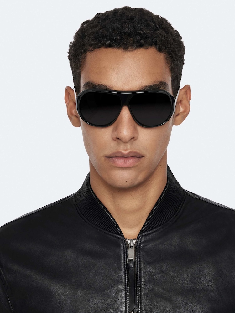 AllSaints Black Trent Bomber Jacket - Image 2 of 8