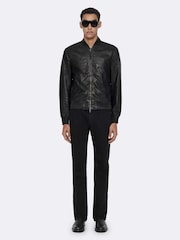 AllSaints Black Trent Bomber Jacket - Image 3 of 8