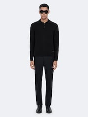 AllSaints Black Parker Polo Shirt - Image 3 of 8