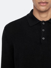 AllSaints Black Parker Polo Shirt - Image 4 of 8
