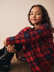 Red/Navy Check Long Sleeve Jersey Dress (3-16yrs) - Image 4 of 4