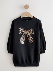 Black Sequin Bow Jumper Dress (3-16yrs) - Image 1 of 4