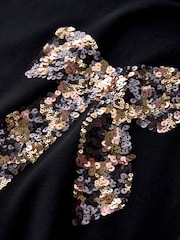 Black Sequin Bow Jumper Dress (3-16yrs) - Image 3 of 4