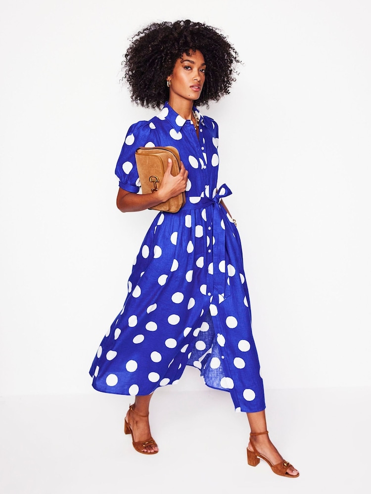 Boden Blue Alexa Linen Maxi Shirt Dress - Image 6 of 8