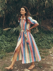 Boden Blue Alexa Linen Maxi Shirt Dress - Image 1 of 9