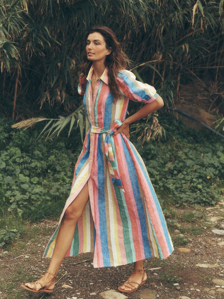 Boden Blue Alexa Linen Maxi Shirt Dress - Image 1 of 9