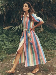 Boden Blue Alexa Linen Maxi Shirt Dress - Image 2 of 9
