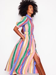 Boden Blue Alexa Linen Maxi Shirt Dress - Image 3 of 9