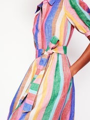 Boden Blue Alexa Linen Maxi Shirt Dress - Image 4 of 9