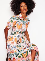 Boden Cream Alexa Maxi 100% Cotton Shirt Dress - Image 4 of 5