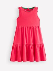 Boden Pink Ali Pom Trim 100% Cotton Jersey Dress - Image 3 of 5