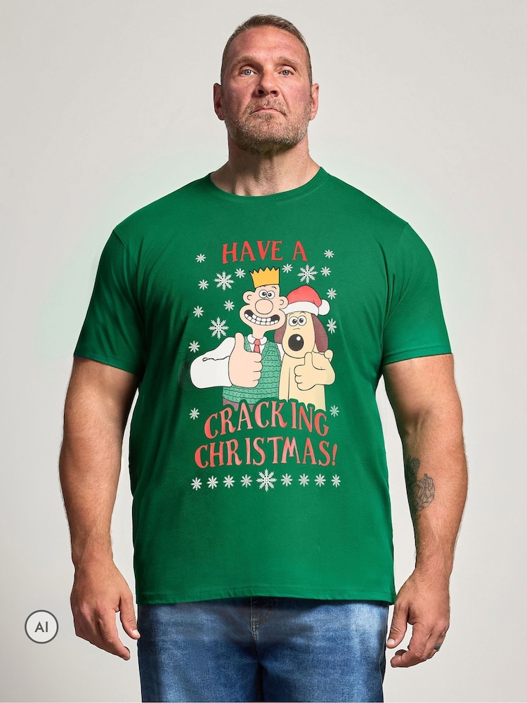 BadRhino Big & Tall Wallace & Gromit Christmas T-Shirt - Bild 1 von 6 BadRhino Big & Tall Wallace & Gromit Christmas T-Shirt - Bild 1 von 6