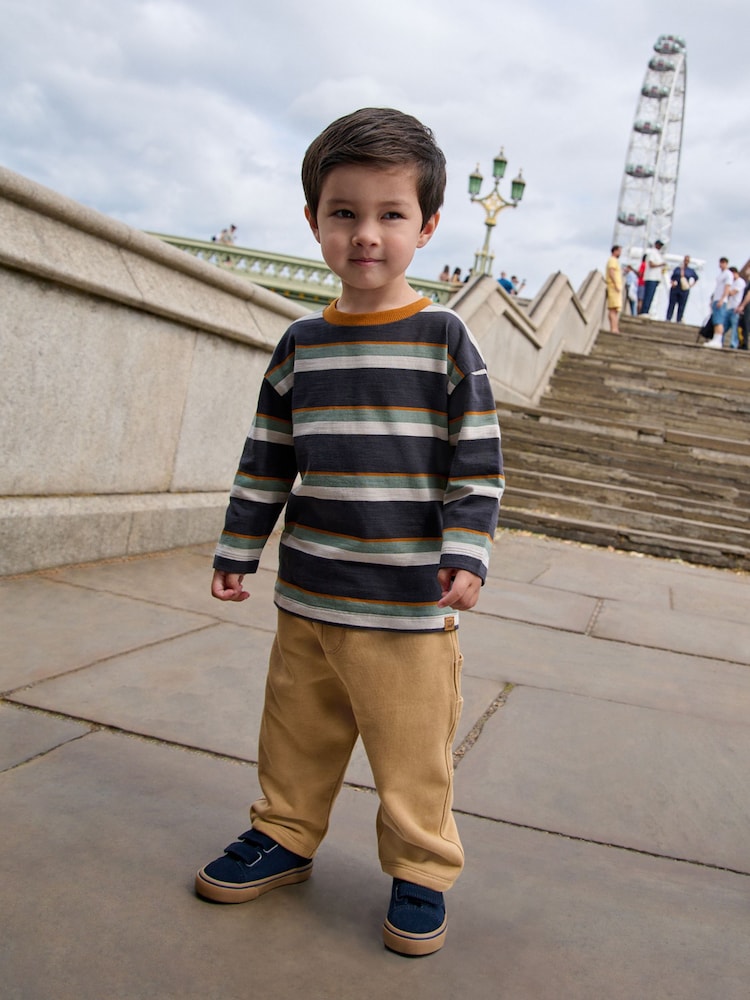 Charcoal Grey Striped Long Sleeve T-Shirt and Carpenter Joggers Set (3mths-7yrs) - Image 1 of 9 Charcoal Grey Striped Long Sleeve T-Shirt and Carpenter Joggers Set (3mths-7yrs) - Image 1 of 9