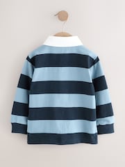Blue/Navy Striped Long Sleeve Rugby Polo Shirt (3mths-7yrs) - Image 2 of 5